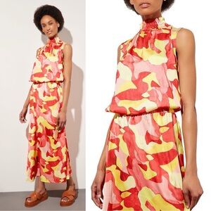 Ming Wang Matching Skirt Set Maxi Crepe de‎ Chine Printed Multicolor XS/S  NWT
